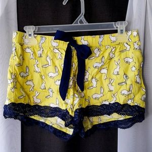 Aerie Night Shorts, Yellow Bunny Print, Size Small
